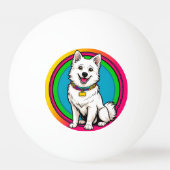 かわいい襟付きアニメ犬 卓球ボール (裏面)