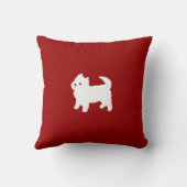 かわいい西の高地テリアの白い子犬の赤 クッション (裏面)