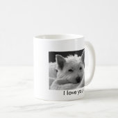 かわいい西の高地テリア犬のマグ- I愛… コーヒーマグカップ (正面右)