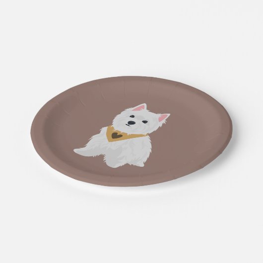 かわいい西の高地テリア犬を鋳造して下さい ペーパープレート (アングル)