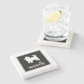 かわいい西の高地テリア- I愛Westies ストーンコースター (横)