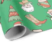 かわいい西カウボーイハットとブーツのクリスマス ラッピングペーパー (ロールコーナー)