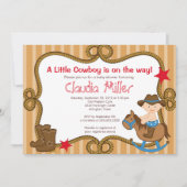かわいい西部のカウボーイのベビーシャワーの招待状 招待状 (正面)