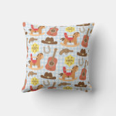 かわいい西部のカウボーイパターン子供部屋部屋の装飾 クッション (裏面)