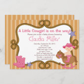 かわいい西部の女性のカーボーイのベビーシャワーの招待状 招待状 (正面/裏面)