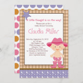 かわいい西部の女性のカーボーイのベビーシャワーの招待状 招待状 (正面/裏面)