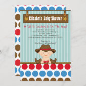 かわいい西部の小さいカウボーイのベビーシャワー招待状 招待状 (正面/裏面)