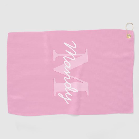 かわいい見た目のカッシブの名前&モノグラム | ピンク ゴルフタオル (横)