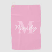 かわいい見た目のカッシブの名前&モノグラム | ピンク ゴルフタオル (正面)