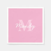 かわいい見た目のカッシブの名前&モノグラム | ピンク スタンダードカクテルナプキン (正面)