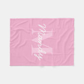 かわいい見た目のカッシブの名前&モノグラム | ピンク フリースブランケット (正面(横))