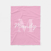 かわいい見た目のカッシブの名前&モノグラム | ピンク フリースブランケット (正面)
