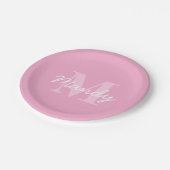かわいい見た目のカッシブの名前&モノグラム | ピンク ペーパープレート (アングル)