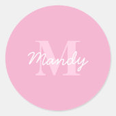 かわいい見た目のカッシブの名前&モノグラム | ピンク ラウンドシール (正面)