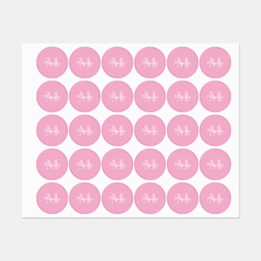 かわいい見た目のカッシブの名前&モノグラム | ピンク ラベル (シート)