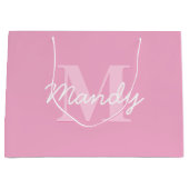 かわいい見た目のカッシブの名前&モノグラム | ピンク ラージペーパーバッグ (正面)