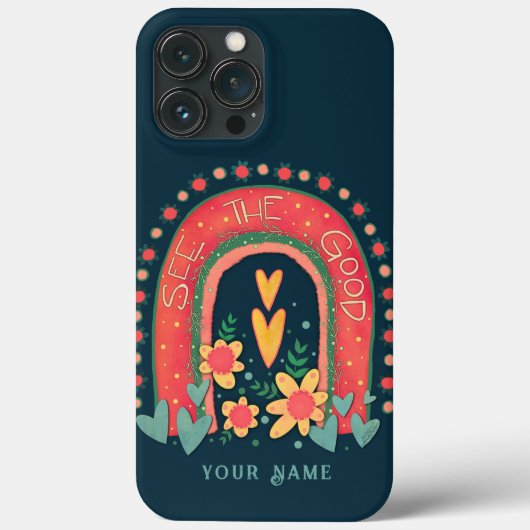 かわいい見て良いおもしろい引用文レインボーインスピレーション Case-Mate iPhoneケース (裏面)