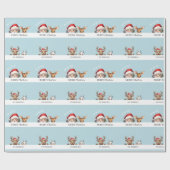 かわいい覗きサンタのクリスマスギフトラッピング紙 ラッピングペーパー (フラット)