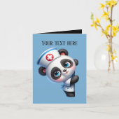 かわいい覗きナース追加メッセージパンダ カード (黄色い花)