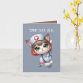 かわいい覗きナース追加メッセージcat カード (黄色い花)