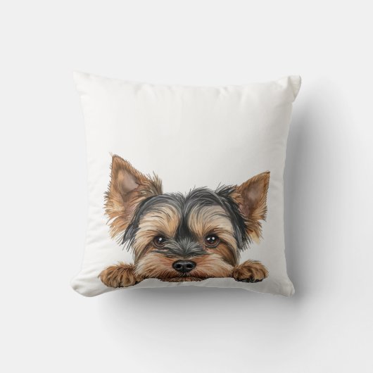 かわいい覗きヨークシャーテリア クッション (正面)