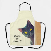 かわいい覗き猫デザインエプロン エプロン (正面)