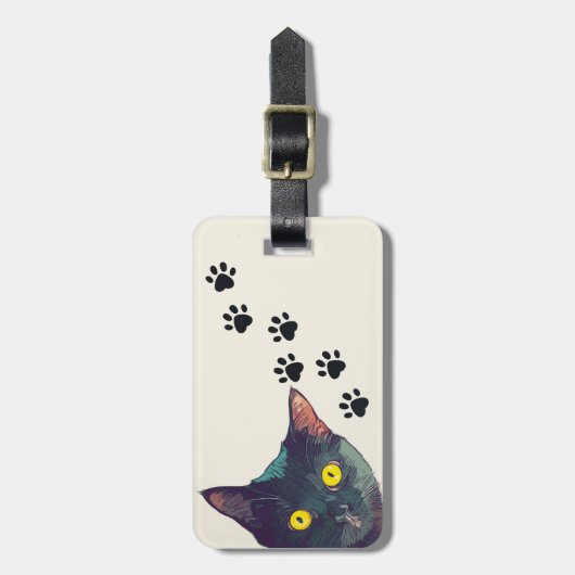 かわいい覗き猫デザインラゲッジタグ ラゲッジタグ (正面縦)