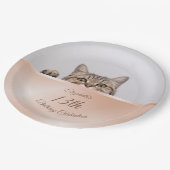 かわいい覗き猫バラ金ゴールド |カスタム誕生日 ペーパープレート (アングル)