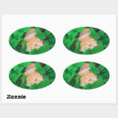 かわいい覗き猫フォトプリント 楕円形シール (シート)