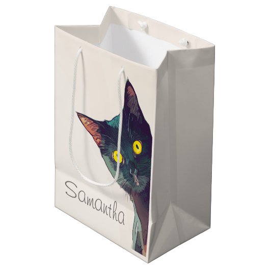 かわいい覗き猫抱き枕 ミディアムペーパーバッグ (正面アングル)