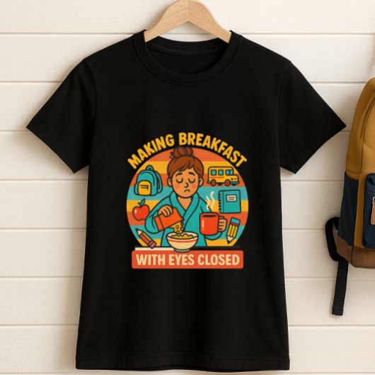 かわいい親のシャツ；朝食の目を閉じる Tシャツ