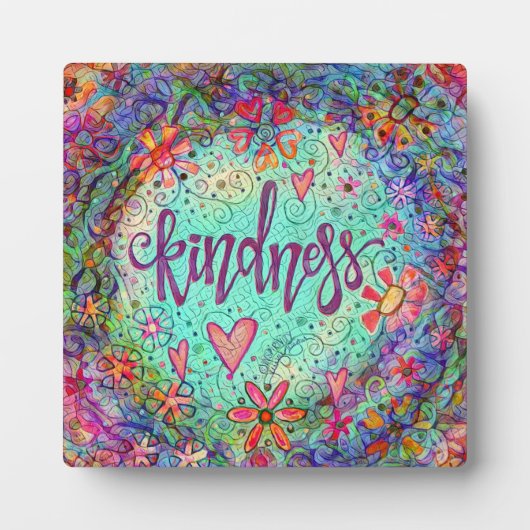 かわいい親切カラフルモザイク感動的イーゼル フォトプラーク (正面)