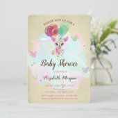 かわいい親愛ベビー、バルーン、蝶の赤ちゃんシャワー 招待状 (スタンド正面)