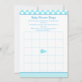 かわいい親&ベビーホエールブルーボーイビンゴ 招待状 (正面)