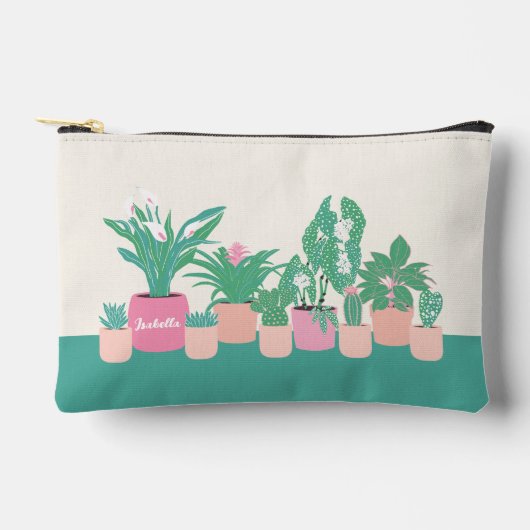 かわいい観葉植物ジッパーパウチ アクセサリーポーチ (正面)