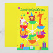 かわいい観覧車とウッドランド動物 案内状 (正面/裏面)