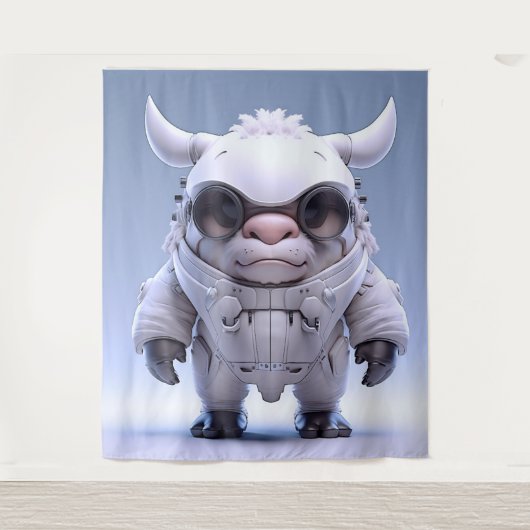 かわいい角のあるキャラクター タペストリー (正面)