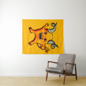 かわいい角の鬼の漫画怪獣キッズイエロー タペストリー (インサイチュ(横))