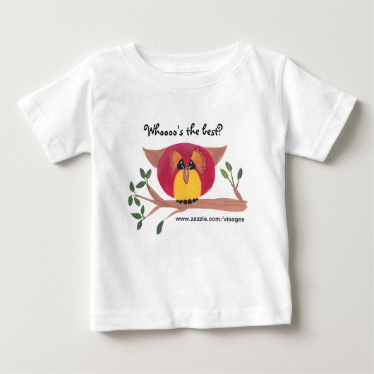 かわいい角絵画フクロウ ベビーTシャツ (正面)