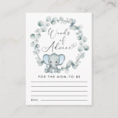 かわいい言葉のアドバイス象の男の赤ちゃんシャワー エンクロージャーカード (正面)