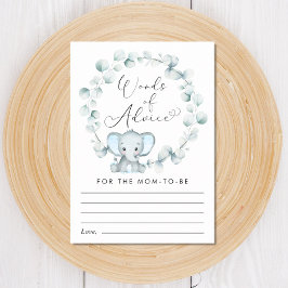 かわいい言葉のアドバイス象の男の赤ちゃんシャワー エンクロージャーカード