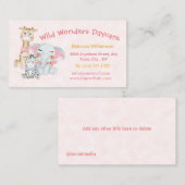 かわいい託児所サファリ動物 名刺 (正面/裏面)