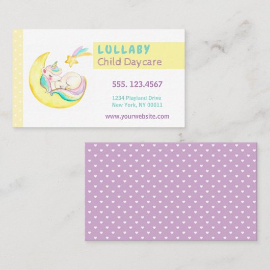 かわいい託児所サービスユニコーン 名刺 (正面/裏面)