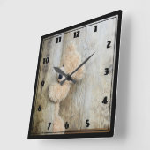 かわいい詰まったクマ素朴の木造の背景 スクエア壁時計 (傾斜)