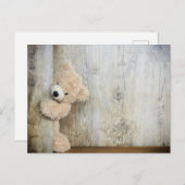 かわいい詰まったクマ素朴の木造の背景 ポストカード (正面/裏面)