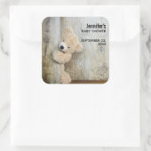 かわいい詰まったクマ素朴木壁ベビーシャワー スクエアシール (バッグ)