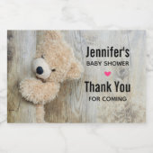 かわいい詰まったクマ素朴木壁ベビーシャワー スパークリングワインラベル (シングルラベル)