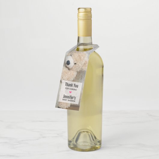 かわいい詰まったクマ素朴木壁ベビーシャワー ボトルネックタグ (アングル)