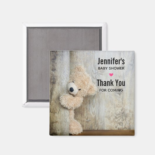かわいい詰まったクマ素朴木壁ベビーシャワー マグネット (正面/裏面)