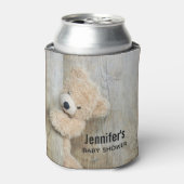 かわいい詰まったクマ素朴木壁ベビーシャワー 缶クーラー (缶正面)